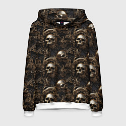 Толстовка-худи мужская Черепа и узоры лакшери, цвет: 3D-белый