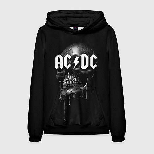 Мужская толстовка AC DC - большой череп с подтеками / 3D-Черный – фото 1
