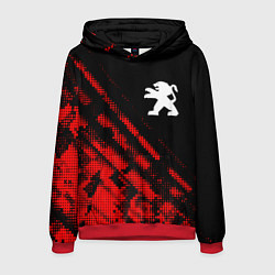 Толстовка-худи мужская Peugeot sport grunge, цвет: 3D-красный