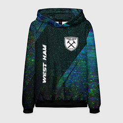 Толстовка-худи мужская West Ham glitch blue, цвет: 3D-черный