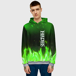 Толстовка-худи мужская Logo Hades green hell fire, цвет: 3D-меланж — фото 2