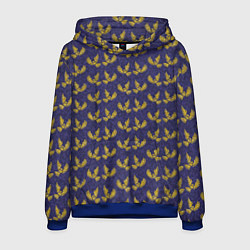 Толстовка-худи мужская Золотые совы на фиолетовом - паттерн, цвет: 3D-синий