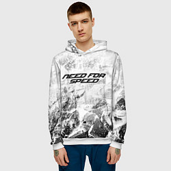 Толстовка-худи мужская Need for Speed white graphite, цвет: 3D-белый — фото 2