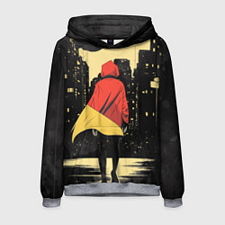 Толстовка-худи мужская Человек идет по ночному городу, цвет: 3D-меланж