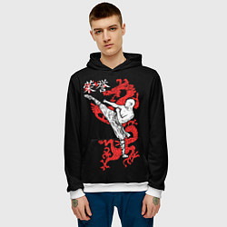 Толстовка-худи мужская Кунг фу - стиль дракона, цвет: 3D-белый — фото 2