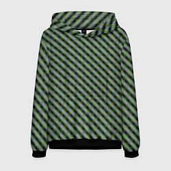 Толстовка-худи мужская Чёрно-зелёный текстурированные полосы, цвет: 3D-черный