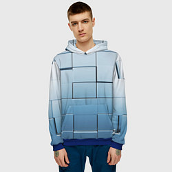 Толстовка-худи мужская Текстура кубы выпуклые, цвет: 3D-синий — фото 2
