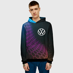 Толстовка-худи мужская Volkswagen neon hexagon, цвет: 3D-черный — фото 2