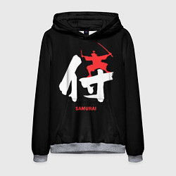 Толстовка-худи мужская Иероглиф - красный самурай, цвет: 3D-меланж