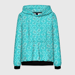 Толстовка-худи мужская Паттерн с игральными костями на ярком голубом фоне, цвет: 3D-черный