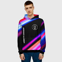Толстовка-худи мужская Marilyn Manson neon rock lights, цвет: 3D-черный — фото 2