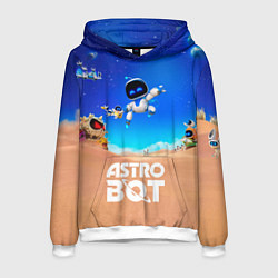 Толстовка-худи мужская Astro bot персонажи, цвет: 3D-белый