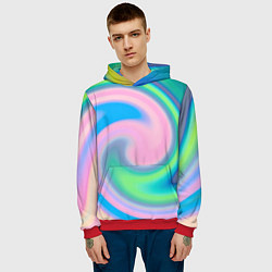 Толстовка-худи мужская Абстракция спиральная, цвет: 3D-красный — фото 2
