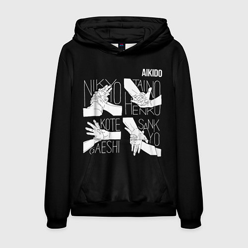 Мужская толстовка Айкидо - техника захвата кисти руки / 3D-Черный – фото 1