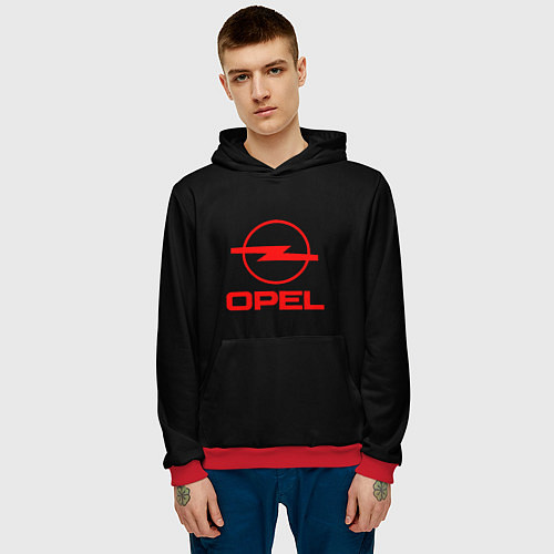 Мужская толстовка Opel red logo auto / 3D-Красный – фото 3