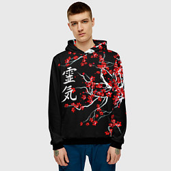 Толстовка-худи мужская Цветы сакуры, цвет: 3D-черный — фото 2