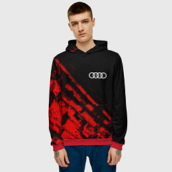 Толстовка-худи мужская Audi sport grunge, цвет: 3D-красный — фото 2