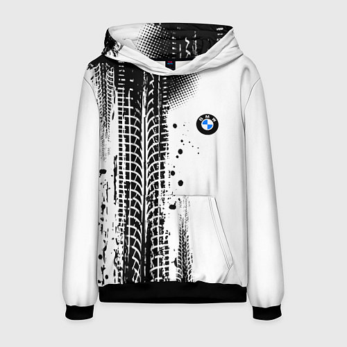 Мужская толстовка БМВ - следы от шин / 3D-Черный – фото 1