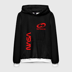 Толстовка-худи мужская Nasa space red logo, цвет: 3D-белый