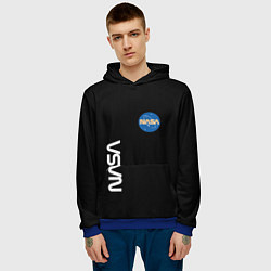 Толстовка-худи мужская NASA logo usa space, цвет: 3D-синий — фото 2