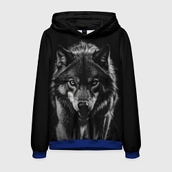 Толстовка-худи мужская Волк ночи, цвет: 3D-синий