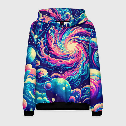 Мужская толстовка Разноцветный бескрайний космос - нейросеть / 3D-Черный – фото 1