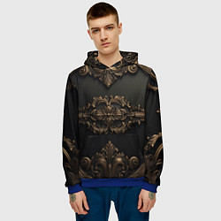 Толстовка-худи мужская Объемные темные золотые узоры, цвет: 3D-синий — фото 2
