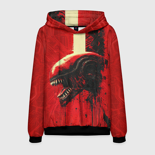 Мужская толстовка Ксеноморф в красных тонах / 3D-Черный – фото 1