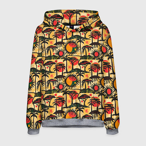 Мужская толстовка Африка солнце пальмы / 3D-Меланж – фото 1