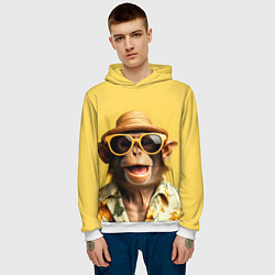 Толстовка-худи мужская Обезьяна в шляпе, цвет: 3D-белый — фото 2