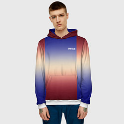 Толстовка-худи мужская Красный-синий градиентный узор, цвет: 3D-белый — фото 2