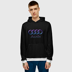 Толстовка-худи мужская Audi neon logo, цвет: 3D-белый — фото 2