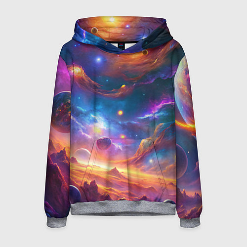 Мужская толстовка Космический пейзаж яркий с галактиками / 3D-Меланж – фото 1