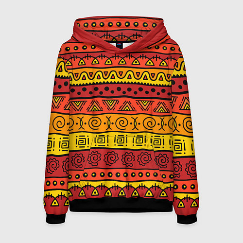 Мужская толстовка Африканские этнический орнамент / 3D-Черный – фото 1