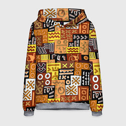 Толстовка-худи мужская Африканские этнический коллаж, цвет: 3D-меланж