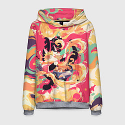 Толстовка-худи мужская The cat eats noodles, цвет: 3D-меланж