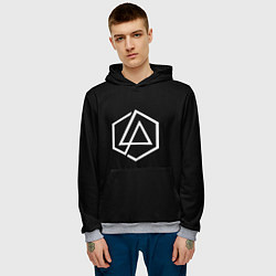 Толстовка-худи мужская Linkin park logo white, цвет: 3D-меланж — фото 2