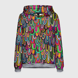 Толстовка-худи мужская Абстрактные перья в стиле бохо, цвет: 3D-меланж