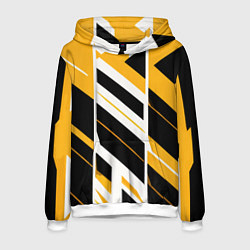 Толстовка-худи мужская Black and yellow stripes on a white background, цвет: 3D-белый