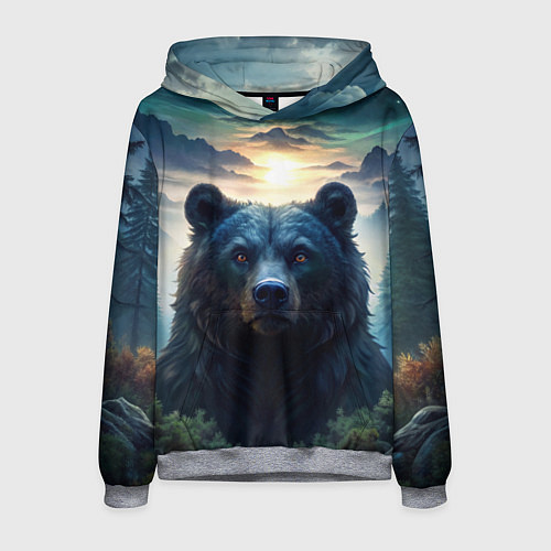 Мужская толстовка Медведь на закате / 3D-Меланж – фото 1