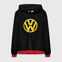 Толстовка-худи мужская Volkswagen logo yellow, цвет: 3D-красный