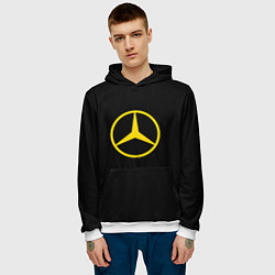 Толстовка-худи мужская Mercedes logo yello, цвет: 3D-белый — фото 2