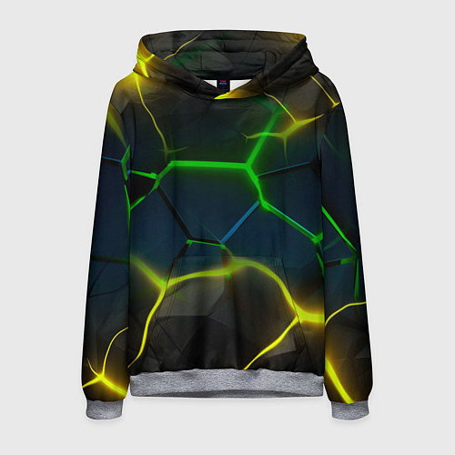 Мужская толстовка Неоновые яркие зеленые плиты с желтым светом / 3D-Меланж – фото 1