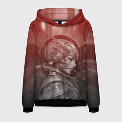 Толстовка-худи мужская Гравюра девуша-андроид, цвет: 3D-черный