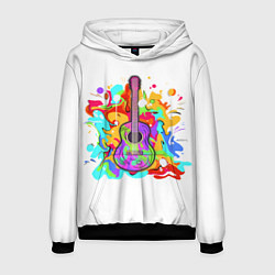 Толстовка-худи мужская Разноцветная гитара, цвет: 3D-черный
