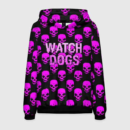 Мужская толстовка Watch dogs neon skull / 3D-Черный – фото 1