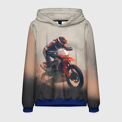 Толстовка-худи мужская Мотоциклист - гонка, цвет: 3D-синий
