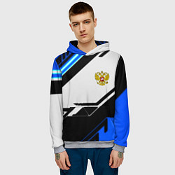 Толстовка-худи мужская Россия геометрия текстура, цвет: 3D-меланж — фото 2