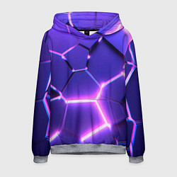 Толстовка-худи мужская Фиолетовые плиты с розовым свечением, цвет: 3D-меланж