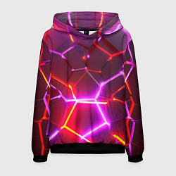 Толстовка-худи мужская Красные плиты с фиолетовым свечением, цвет: 3D-черный